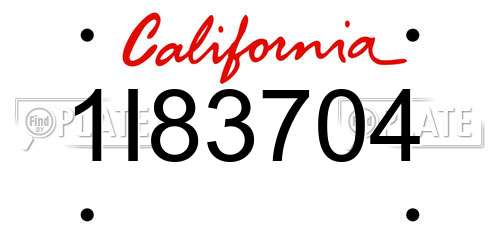 1I83704 California License Plate