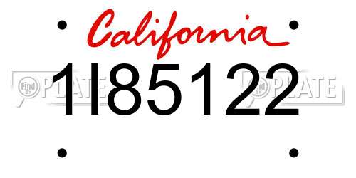 1I85122 California License Plate