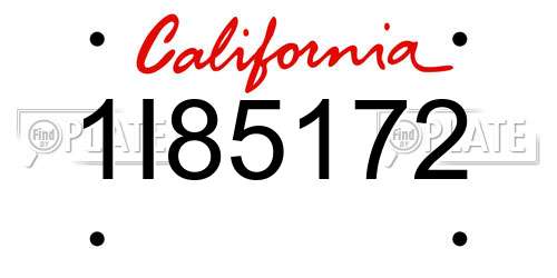 1I85172 California License Plate