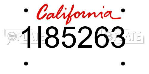 1I85263 California License Plate