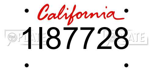1I87728 California License Plate