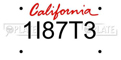 1I87T3 California License Plate