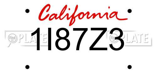 1I87Z3 California License Plate