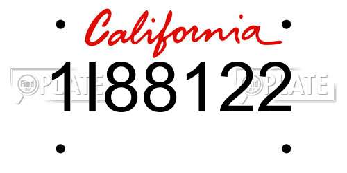 1I88122 California License Plate