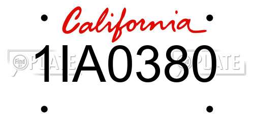 1IA0380 California License Plate