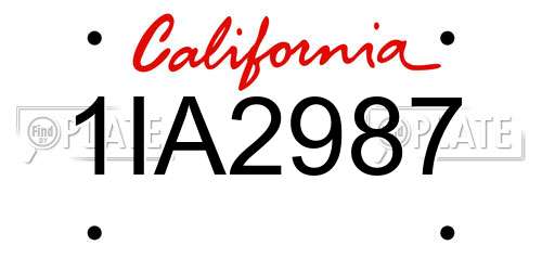 1IA2987 California License Plate