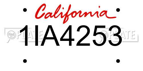 1IA4253 California License Plate