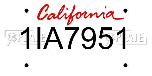 1IA7951 California License Plate