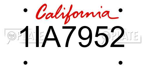 1IA7952 California License Plate