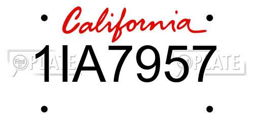 1IA7957 California License Plate