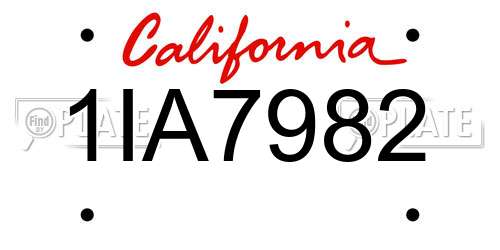 1IA7982 California License Plate