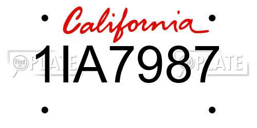 1IA7987 California License Plate