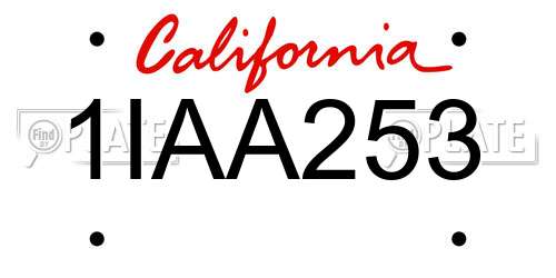 1IAA253 California License Plate