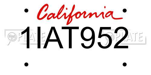 1IAT952 California License Plate
