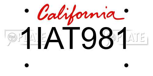 1IAT981 California License Plate