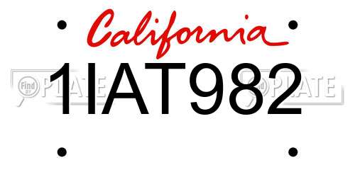 1IAT982 California License Plate