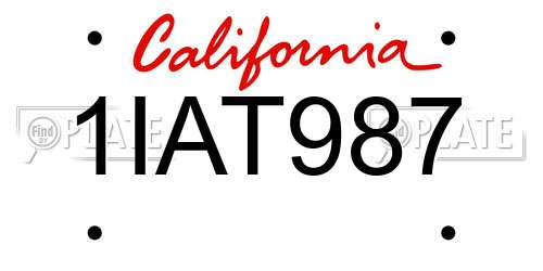 1IAT987 California License Plate