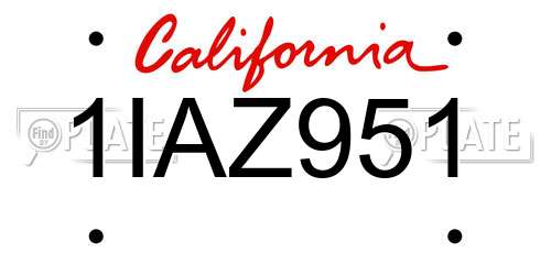 1IAZ951 California License Plate