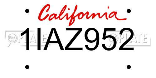 1IAZ952 California License Plate
