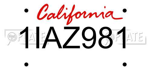 1IAZ981 California License Plate