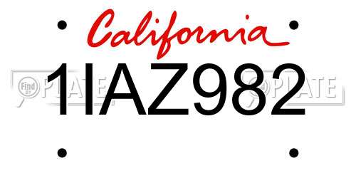 1IAZ982 California License Plate