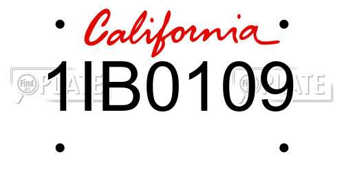 1IB0109 California License Plate