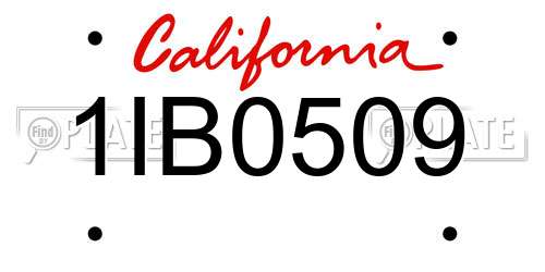 1IB0509 California License Plate