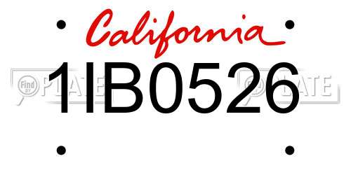 1IB0526 California License Plate