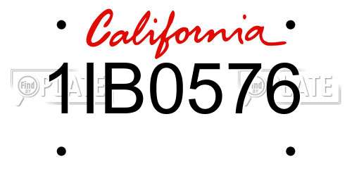 1IB0576 California License Plate