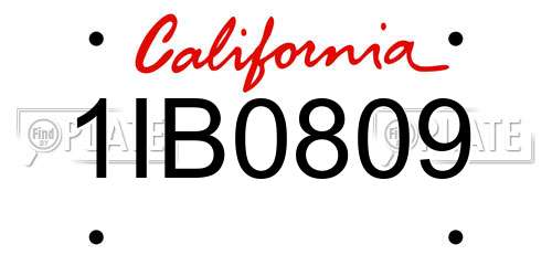 1IB0809 California License Plate