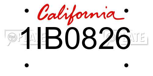 1IB0826 California License Plate