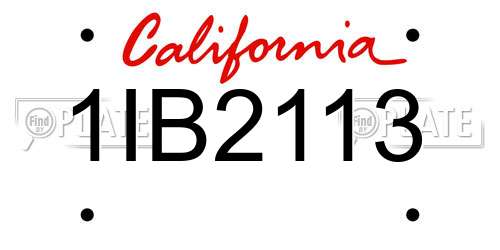 1IB2113 California License Plate