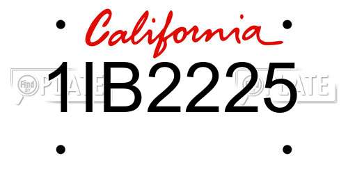 1IB2225 California License Plate