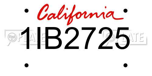 1IB2725 California License Plate