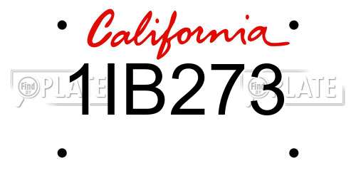 1IB273 California License Plate