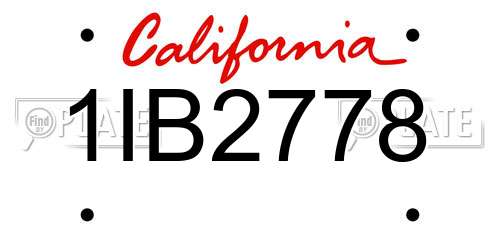 1IB2778 California License Plate