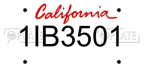 1IB3501 California License Plate