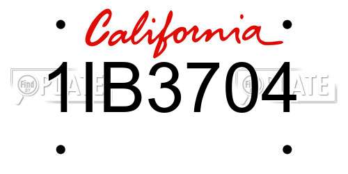 1IB3704 California License Plate
