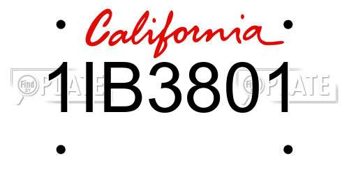 1IB3801 California License Plate