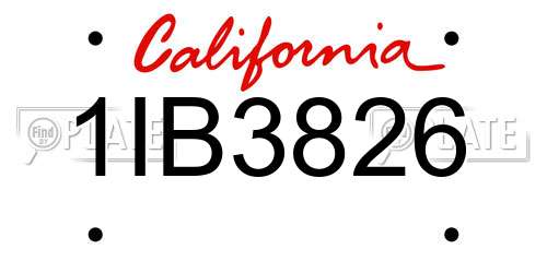 1IB3826 California License Plate