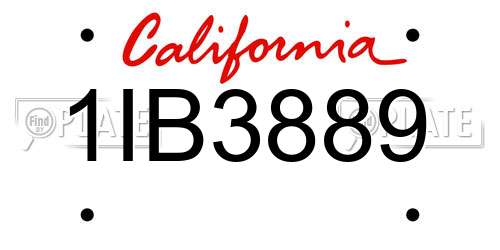 1IB3889 California License Plate