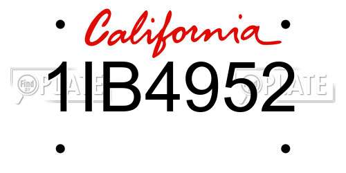 1IB4952 California License Plate