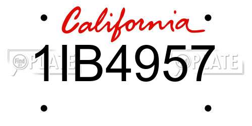 1IB4957 California License Plate