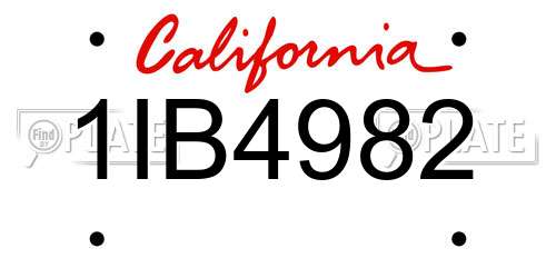 1IB4982 California License Plate