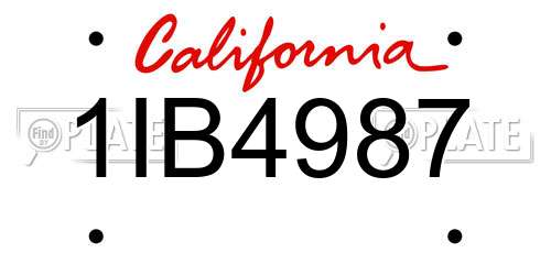 1IB4987 California License Plate