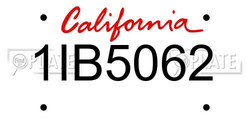 1IB5062 California License Plate