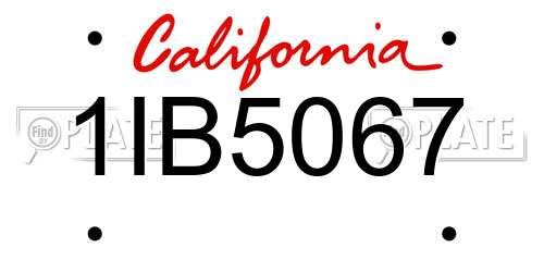 1IB5067 California License Plate