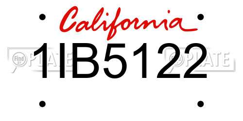 1IB5122 California License Plate