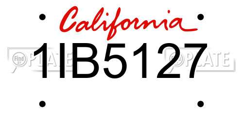 1IB5127 California License Plate
