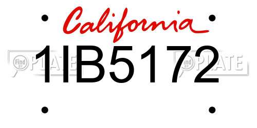 1IB5172 California License Plate